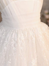 Young Girl Woven Lace Square Collar Fitted Casual Dress